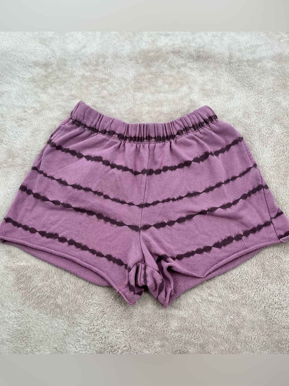 Mighty Fine Purple Tie-Dye Lounge Shorts with Black Stripe